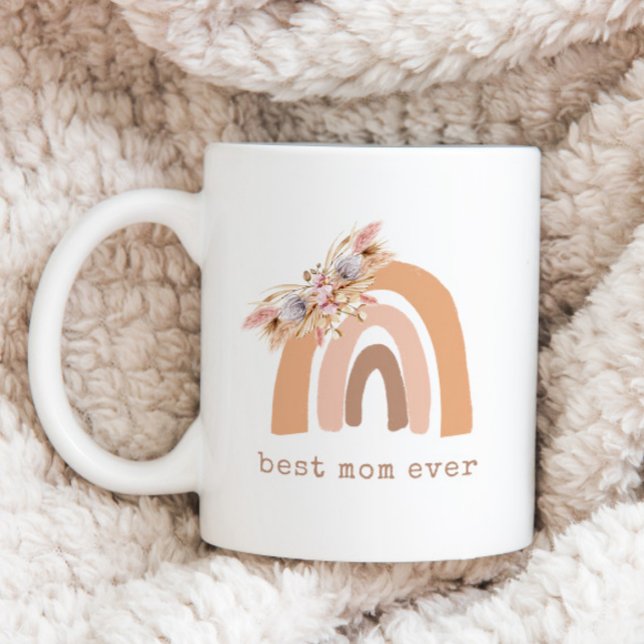 Pampas Grass Boho Rainbow Best Mamma någonsin Kaffemugg (Skapare uppladdad)