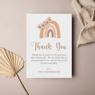 Pampas Grass Boho Rainbow Rosa Baby Shower Tack Kort
