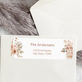 Pampas Grass Boho Return-adressetikett Returadress Etikett