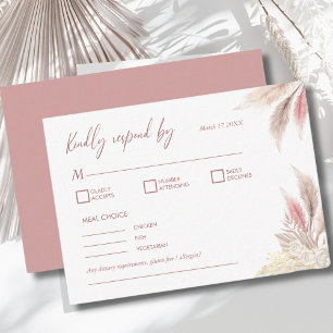 Pampas Grass Boho Rosa Elegant bröllop OSA Anteckningskort