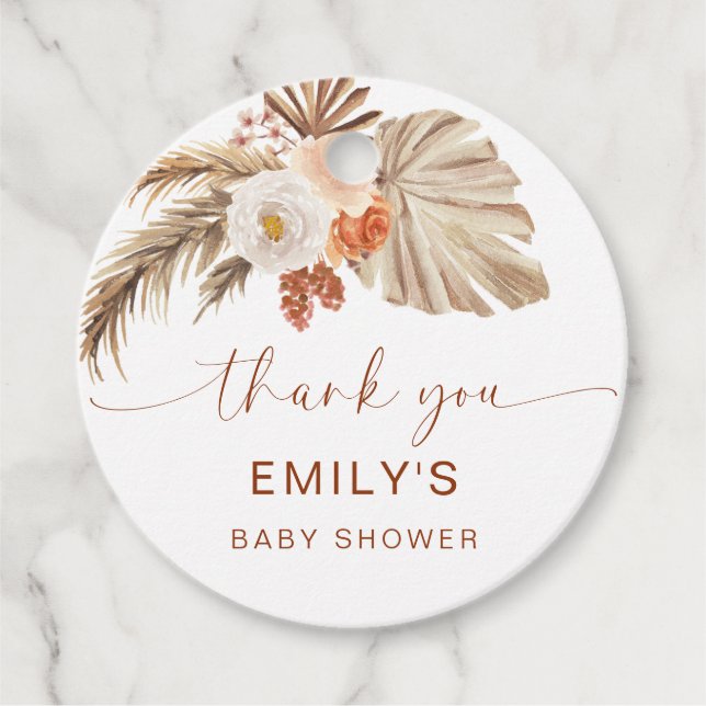 Pampas Grass Boho Tack Desert Baby Shower Gåvor Etiketter (Framsida)
