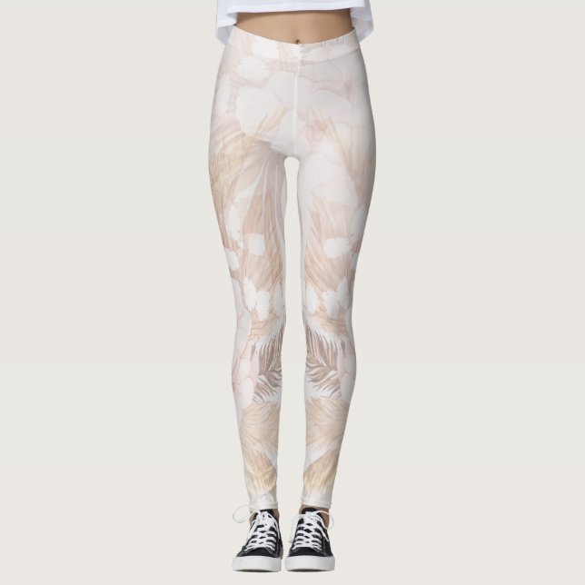 Pampas Grass Boho Torkad Handflatan Mamma-födelsed Leggings (Framsida)