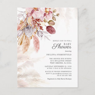 Pampas Grass Boho-torkade blommor Baby Shower Inbjudan Vykort