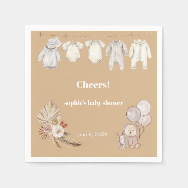 Pampas Grass Boho vi kan bolla Baby Shower Pappersservett (Framsidan)