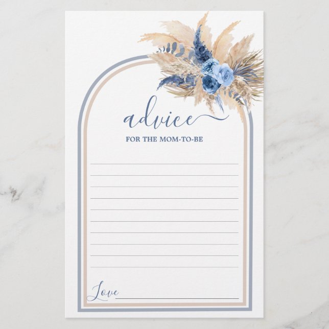 Pampas Grass Boy Advice for Mamma to be card (Framsida)