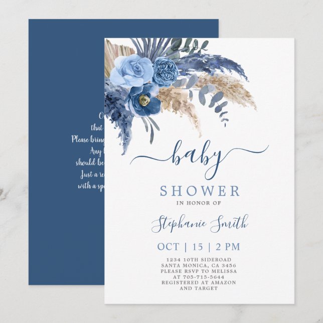 Pampas Grass Boy Shower Boy-inbjudan Inbjudningar (Fram/baksida)