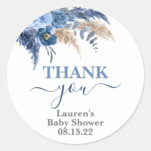 Pampas Grass Boy Shower Classic Round Sticker Runt Klistermärke