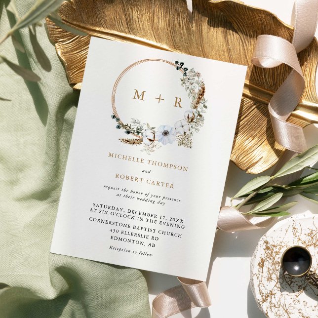 Pampas Grass Bröllop Boho Elegant Terracotta Inbjudningar (Skapare uppladdad)