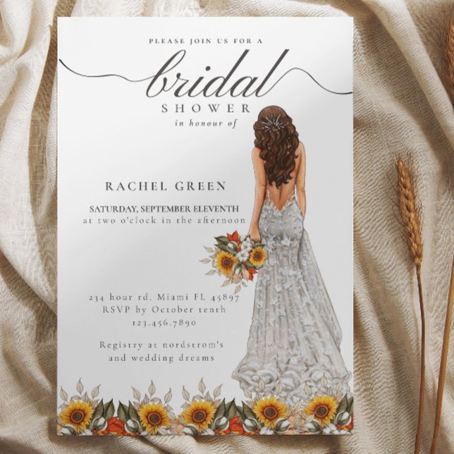 Pampas Grass Bröllop Gown Boho Möhippa Inbjudningar (Pampas Grass Wedding Gown Boho Bridal Shower Invitation by Creative Design)