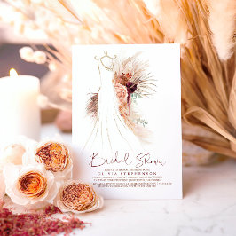 Pampas Grass Bröllop Gown Terracotta Möhippa Inbjudningar