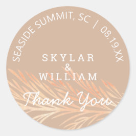 Pampas Grass Bröllop Neutralt Tosted Almond Runt Klistermärke