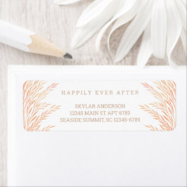 Pampas Grass Bröllop Neutralt Watercolor Stil Returadress Etikett