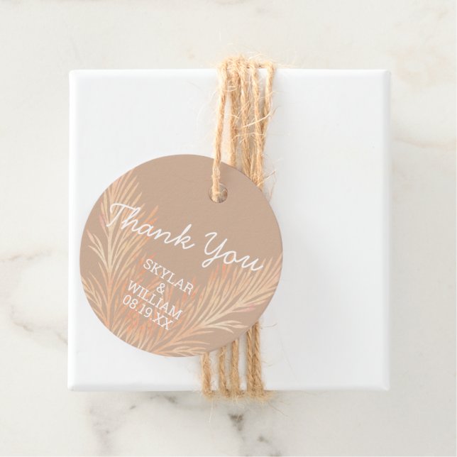 Pampas Grass Bröllop Trendig Boho Tack Gåvor Etiketter (På plats)