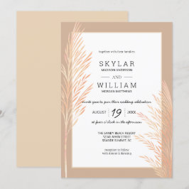Pampas Grass Bröllop Watercolor Chic Neutralt Inbjudningar