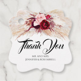 Pampas Grass Burgundy Red Blommigt Modern Bröllop Gåvor Etiketter