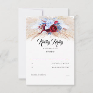 Pampas Grass Burgundy Red Dusty Blue Bröllop OSA Kort