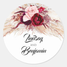 Pampas Grass Burgundy Red Modern Bröllop