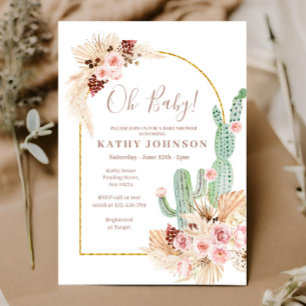 Pampas Grass Cactus Baby Shower Inbjudningar