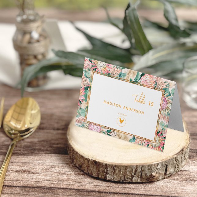 Pampas Grass Chicken Meal Choice Guest Name Card Bordsnummer (Skapare uppladdad)