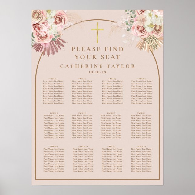 Pampas Grass Christian Event Seating Chart Poster (Framsidan)