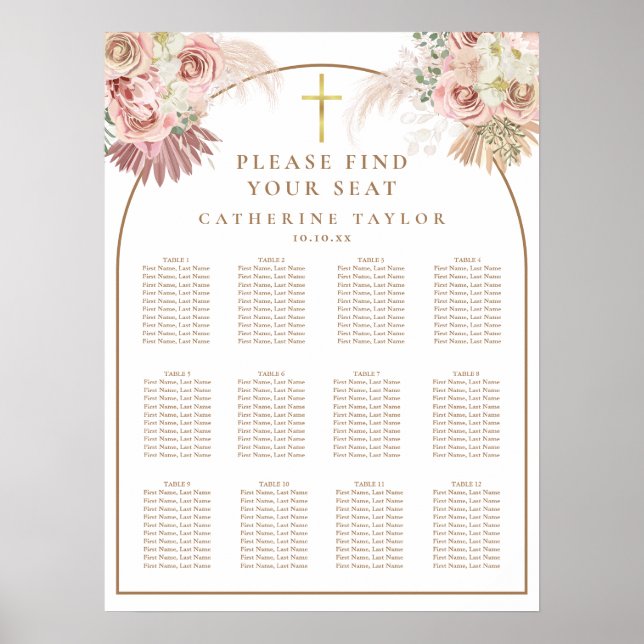 Pampas Grass Christian Event Seating Chart Poster (Framsidan)