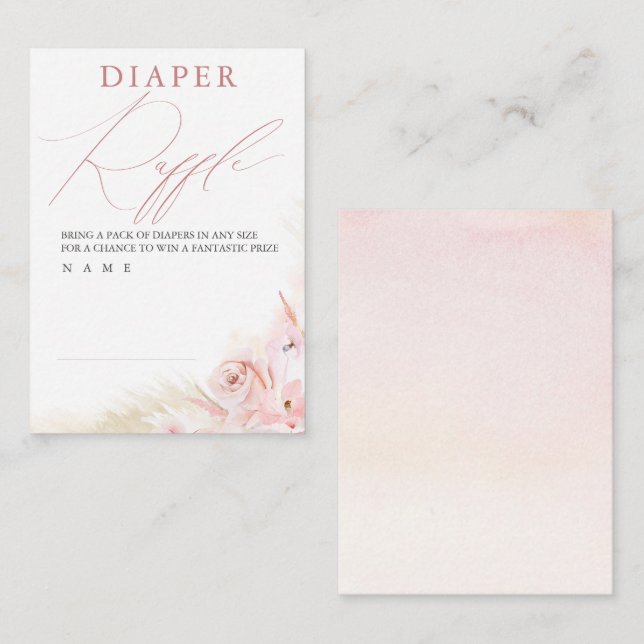 Pampas Grass Diaper Raffle Biljett Tilläggskort (Fram/baksida)