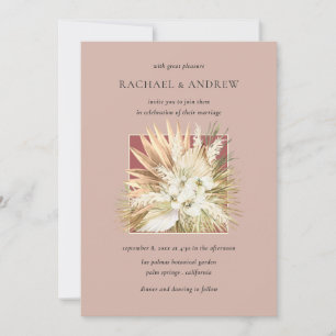 Pampas Grass Dried Flowers Bouquet Mauve Bröllop Inbjudningar