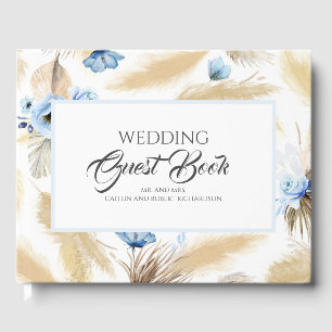 Pampas Grass Dusty Blue Blommigt Bröllop Gästböcker