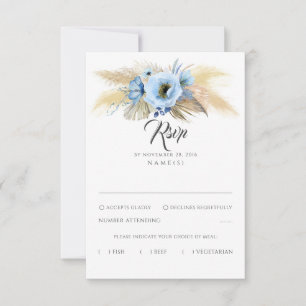 Pampas Grass Dusty Blue Blommigt Bröllop OSA Kort