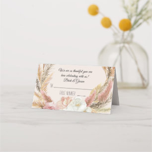 Pampas Grass Earthy Blommigt Boho Tält ortkort Placeringskort