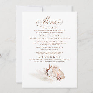 Pampas Grass Elegant Soft Bröllop Menu Inbjudningar