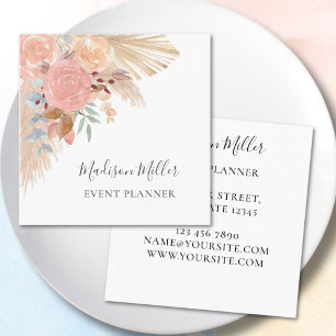 Pampas Grass Eucalyptus Event Planner Fyrkantigt Visitkort