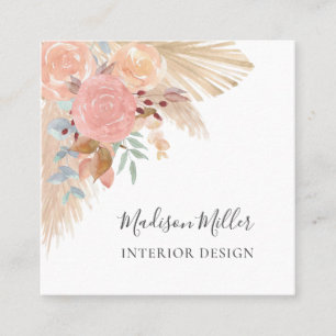 Pampas Grass Eucalyptus Inredingsdesign Fyrkantigt Visitkort