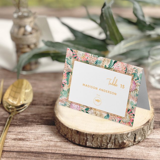Pampas Grass Fish Meal Choice Guest Name Card Bordsnummer (Skapare uppladdad)