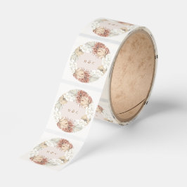 Pampas Grass Floral Monogram Wedding Runt Klistermärke