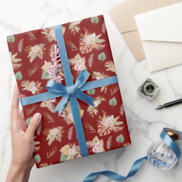 Pampas Grass & Flowers på Red Presentpapper