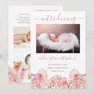 Pampas Grass Girl 4 Photo Collage Birth Meddelande