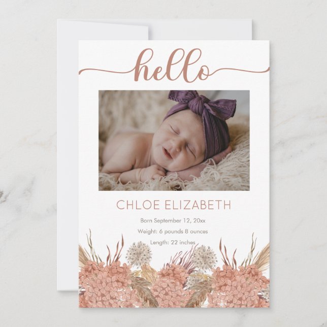 Pampas Grass Girl 4 Photo Collage Birth Meddelande (Framsida)