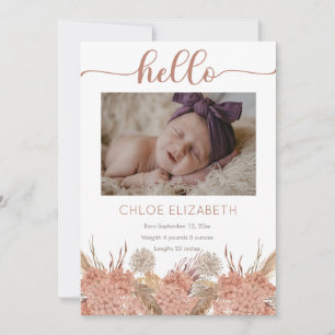 Pampas Grass Girl 4 Photo Collage Birth Meddelande