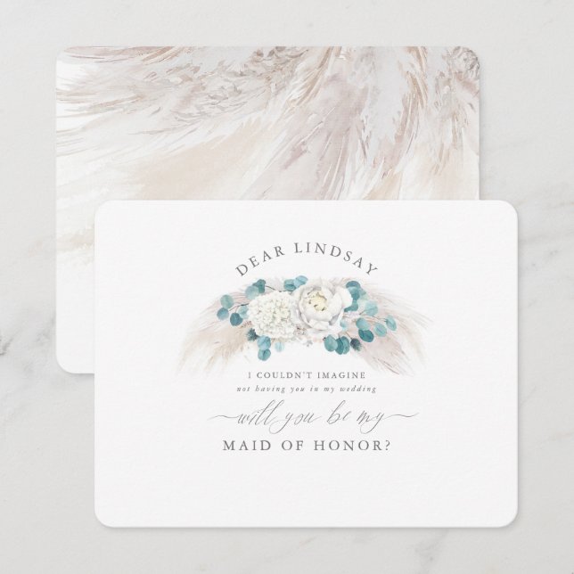 Pampas Grass Greenery Bridesmaid Frieri Inbjudningar (Fram/baksida)