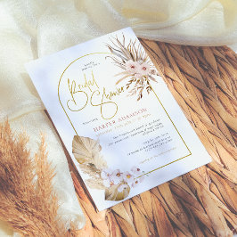 Pampas Grass & Guld Arch Boho Blommigt Möhippa Inbjudningar