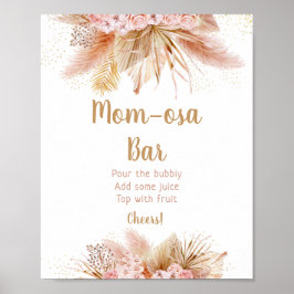 Pampas Grass Guld Blommigt Baby Shower Mimosa Pub Poster