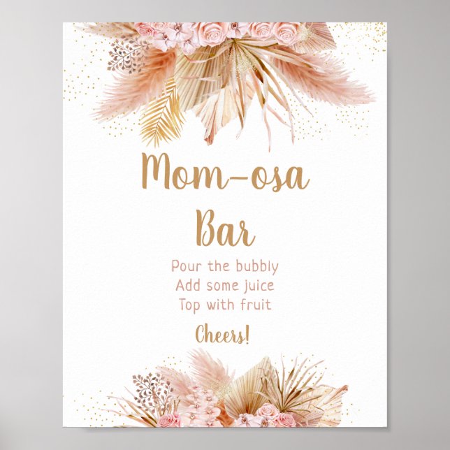 Pampas Grass Guld Blommigt Baby Shower Mimosa Pub Poster (Framsidan)