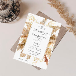 Pampas Grass & Guld Boho Bröllop Inbjudningar