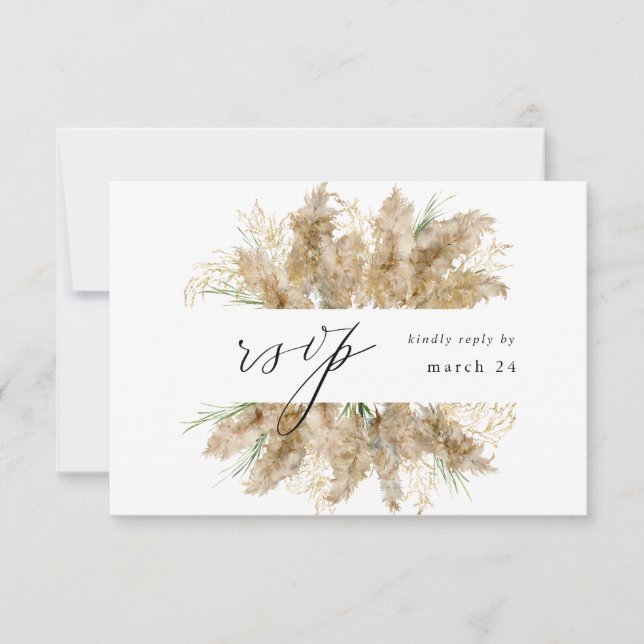 Pampas Grass & Guld Boho w Meal OSA Kort (Framsida)