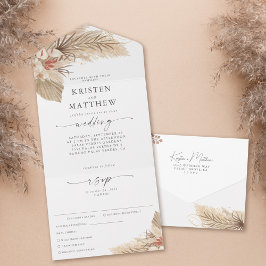 Pampas Grass Handflatan Watercolor Meal Bröllop