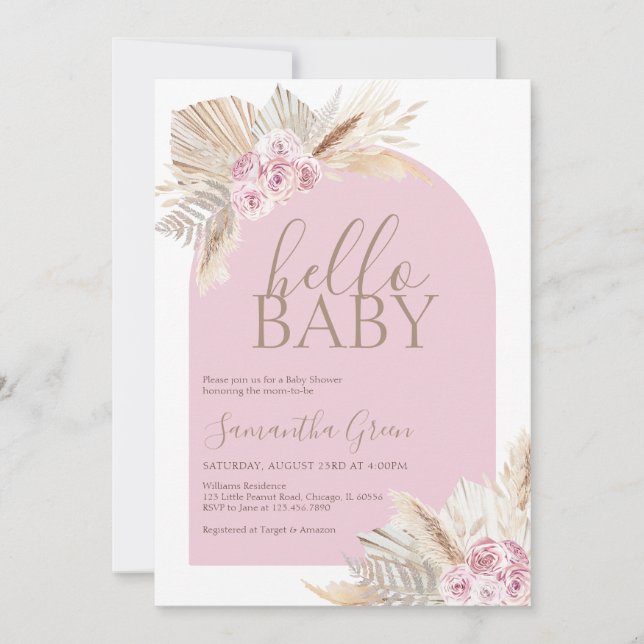 Pampas Grass Hej Baby Baby Shower Inbjudningar (Framsida)