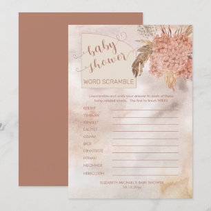 Pampas Grass Hydrangeas Baby Shower Ord Scramble Inbjudningar