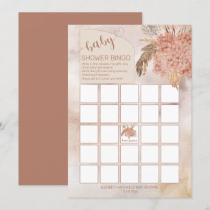 Pampas Grass   Hydrangeas Babykläder Bingo Card Inbjudningar