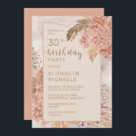 Pampas Grass Hydrangeas Blooms 30års födelsedag Pa Inbjudningar<br><div class="desc">Den jordnära bohemiska vattenfärgen torkade  vattendrag,  allium och pampasgräs blommigten "30års födelsedag Party" för kvinnans milstolpe på födelsedagen. Sammansatt design efter Helgdag Hearts-design (reserverade höger).</div>